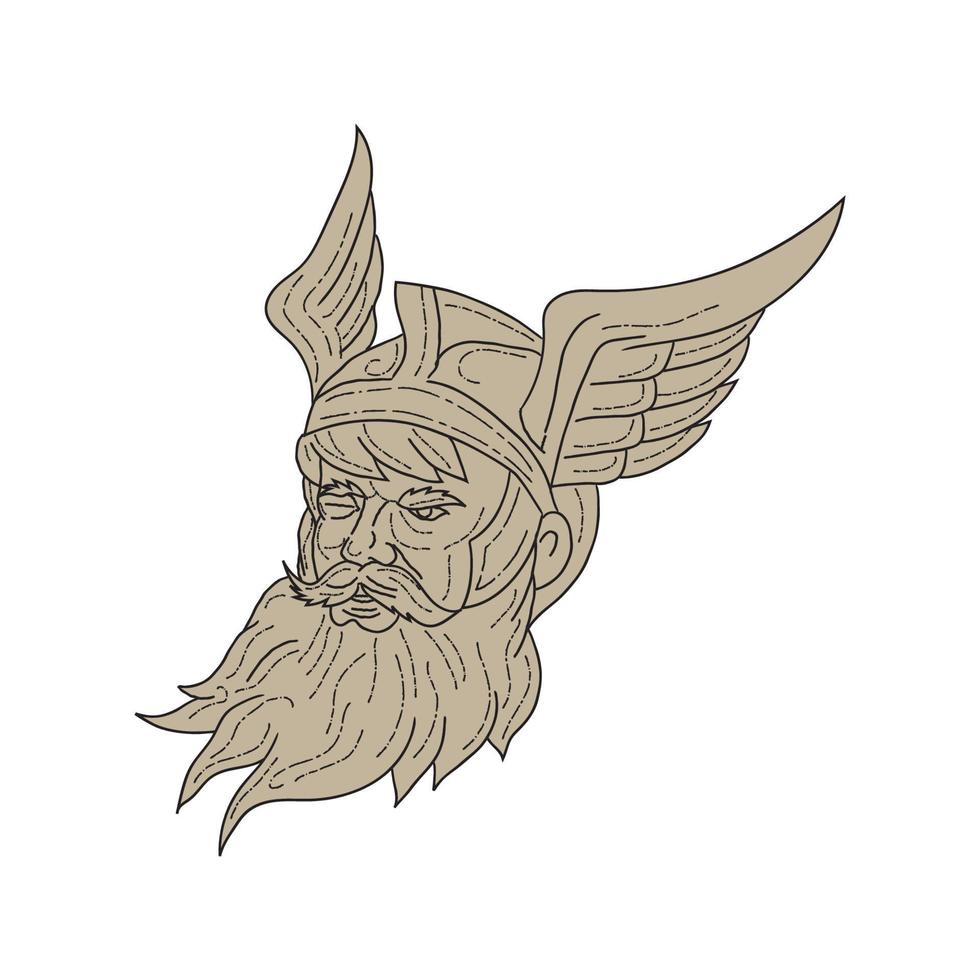 dibujo de la cabeza del dios nórdico odin vector