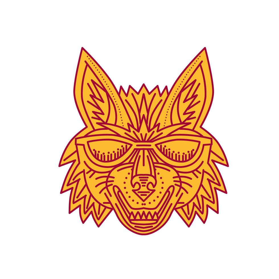 gafas de sol de cabeza de coyote línea mono sonriente vector