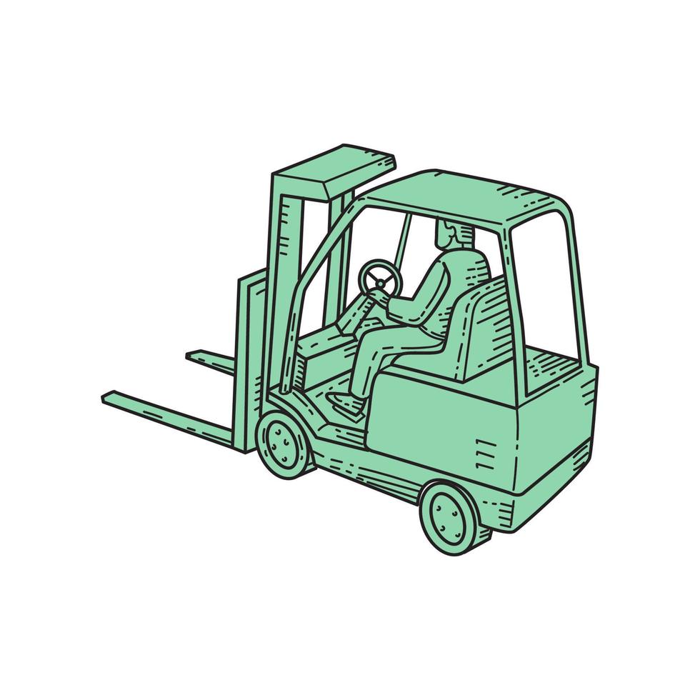 Forklift Truck Operator Mono Line vector