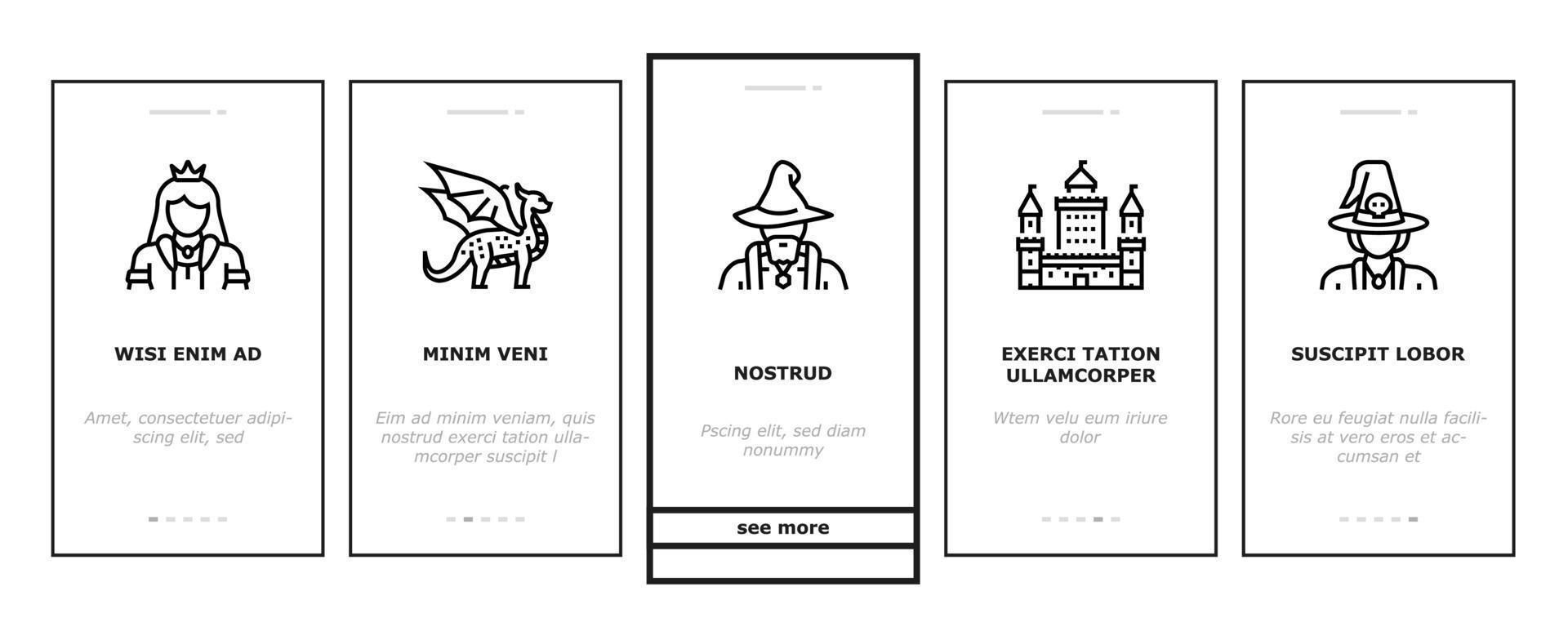 Fairy Tale Magical Story Book Onboarding Icons Set Vector