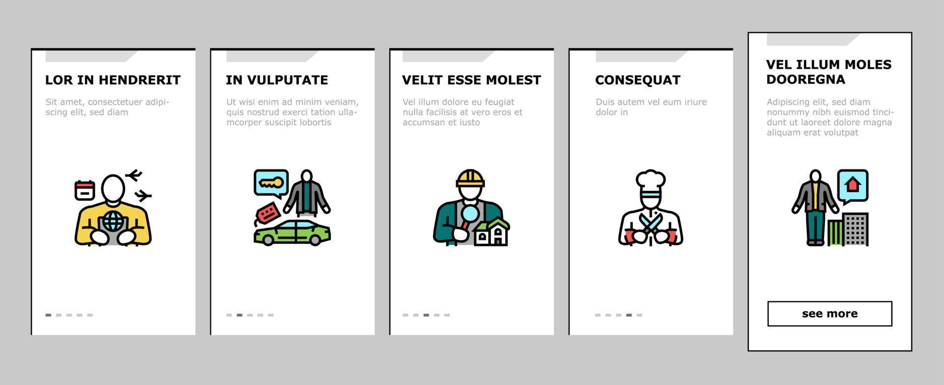 Small Business Worker Occupation Onboarding Icons Set Vector