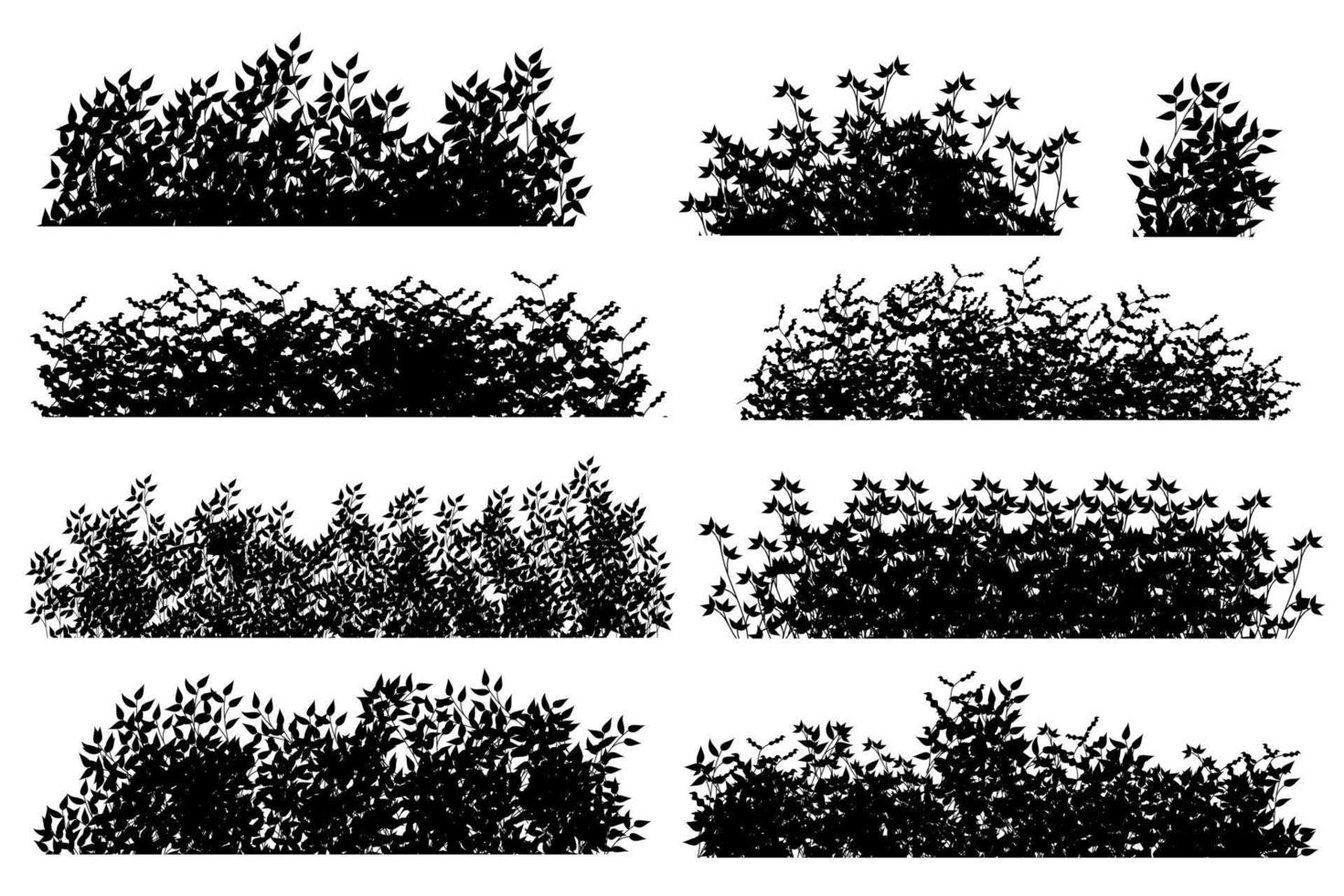 pared de arbustos. silueta de arbusto, borde de arbusto vector