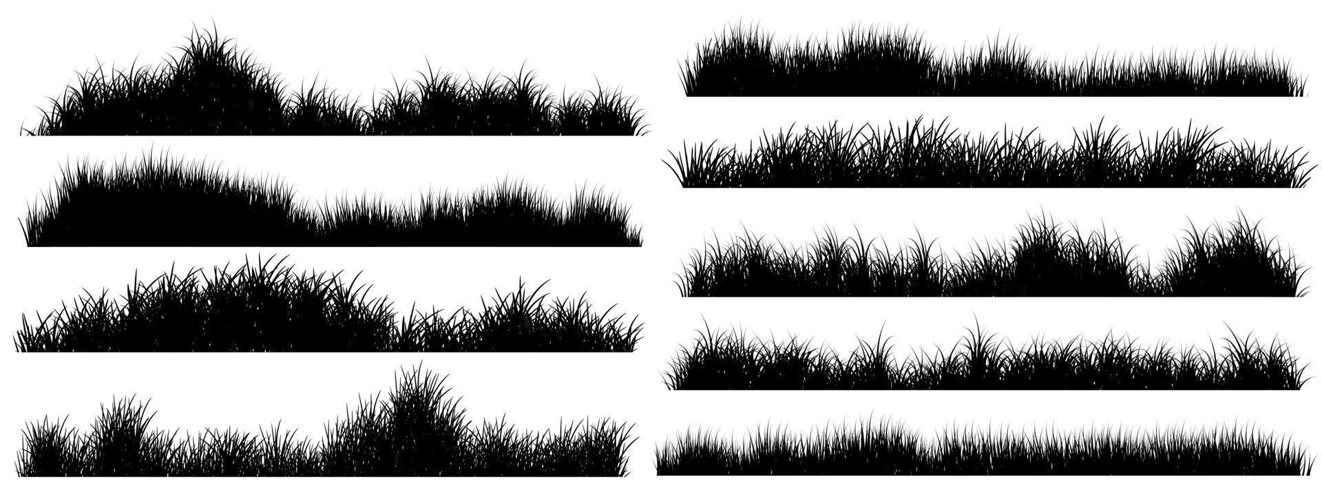grass bundle, grass silhouette set, meadow vector