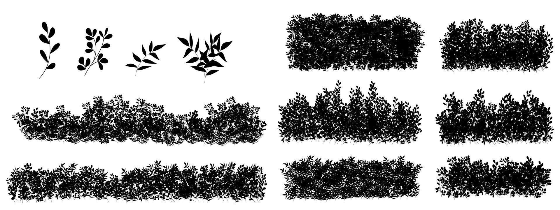 bush bundle. bush silhouette set. bush ground vector