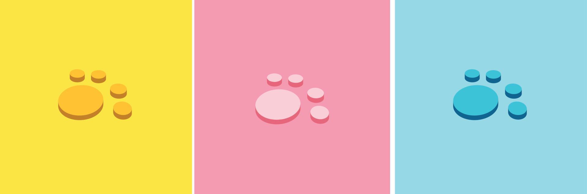 Cat paws logo pastel color vector