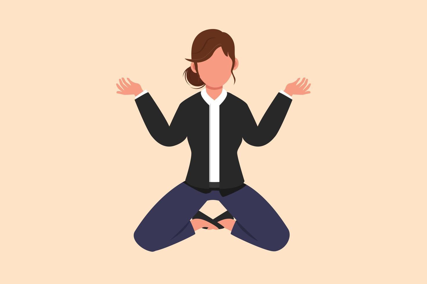 Business flat drawing sad and shocked young businesswoman kneeling and pray. Losing money, economy crisis, bankrupt, depressed. Female manager standing on her knees. Cartoon design vector illustration