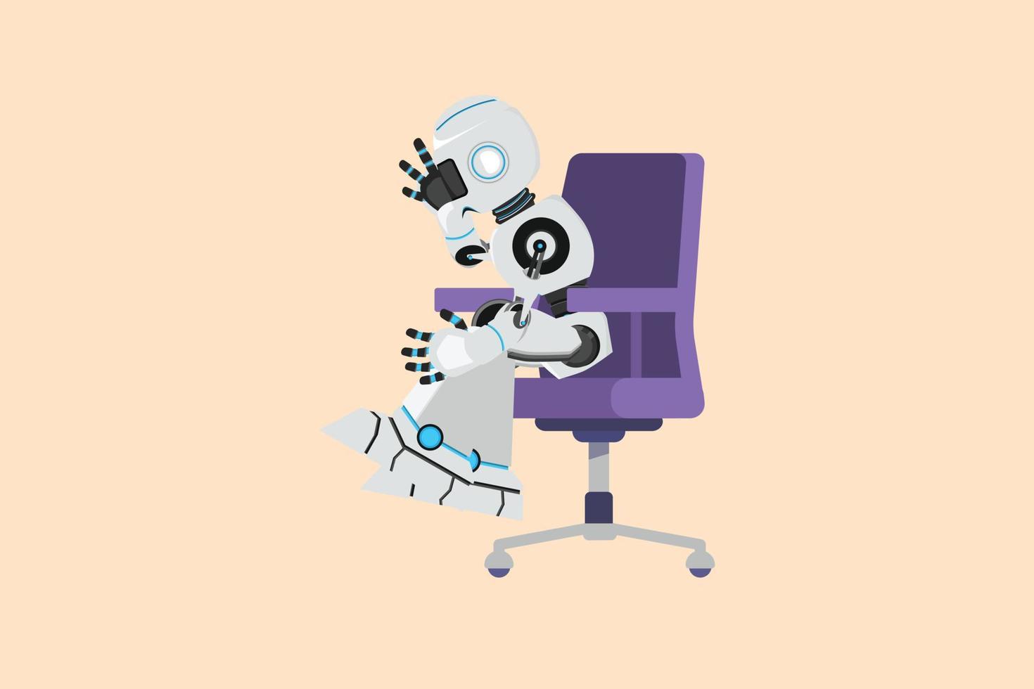 dibujo de dibujos animados planos de negocios robot deprimido sentado en una silla pensando en dinero para pagar facturas durante la crisis. Inteligencia artificial robótica moderna. ilustración vectorial de diseño gráfico 9766233 dibujo de dibujos animados planos de negocios robot deprimido sentado en una silla pensando en dinero para pagar facturas durante la crisis. Inteligencia artificial robótica moderna. ilustración vectorial de diseño gráfico 9766233