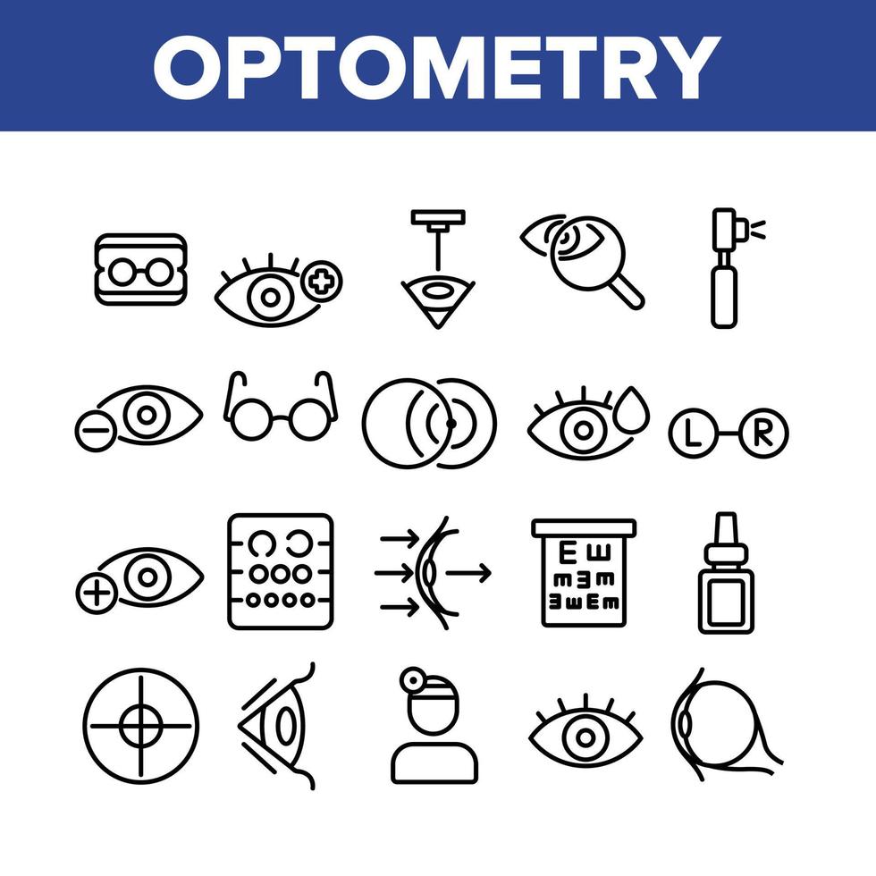 Optometry Eye Health Collection Icons Set Vector