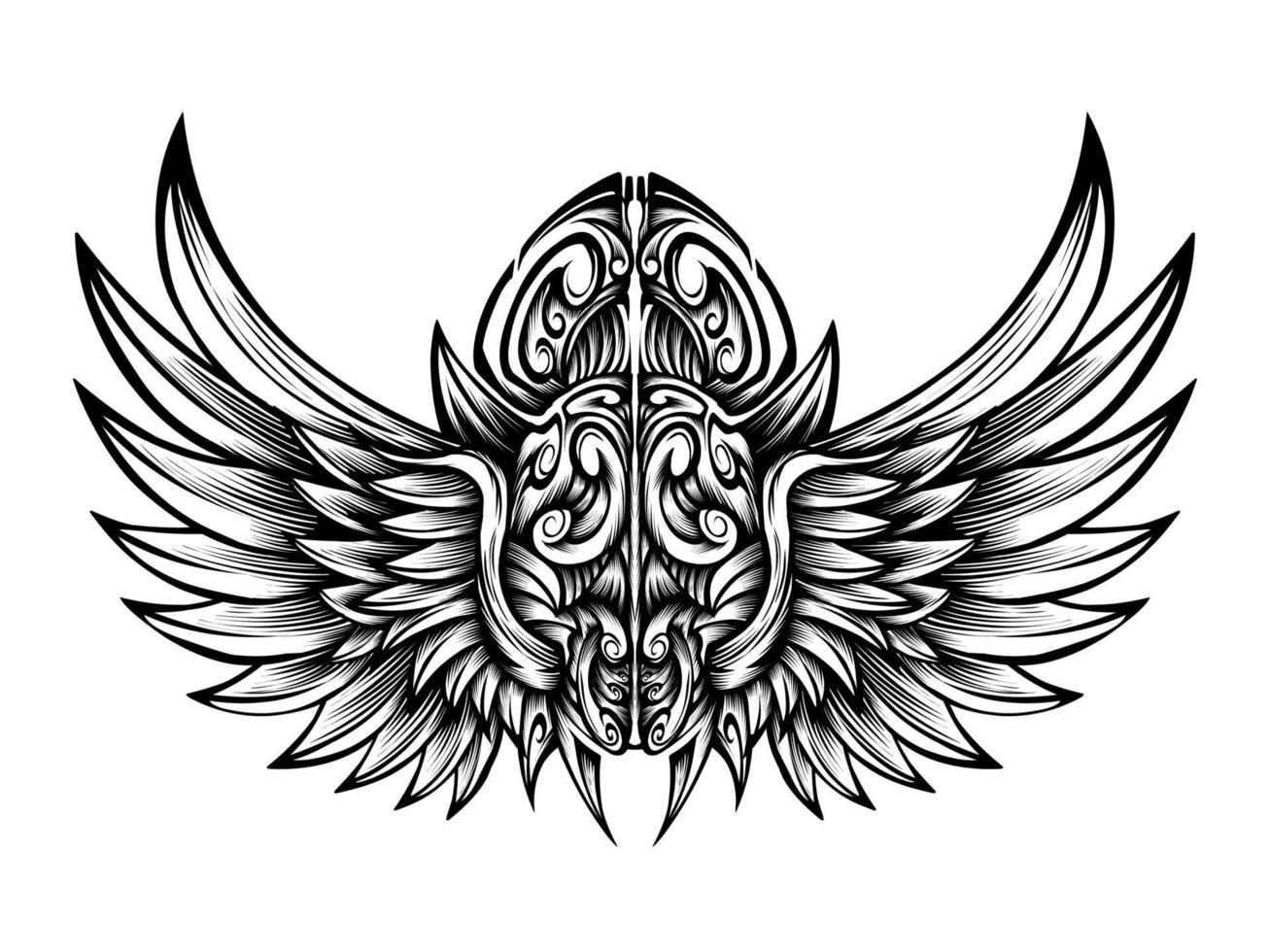 diseño de vector de tatuaje de alas de ángel