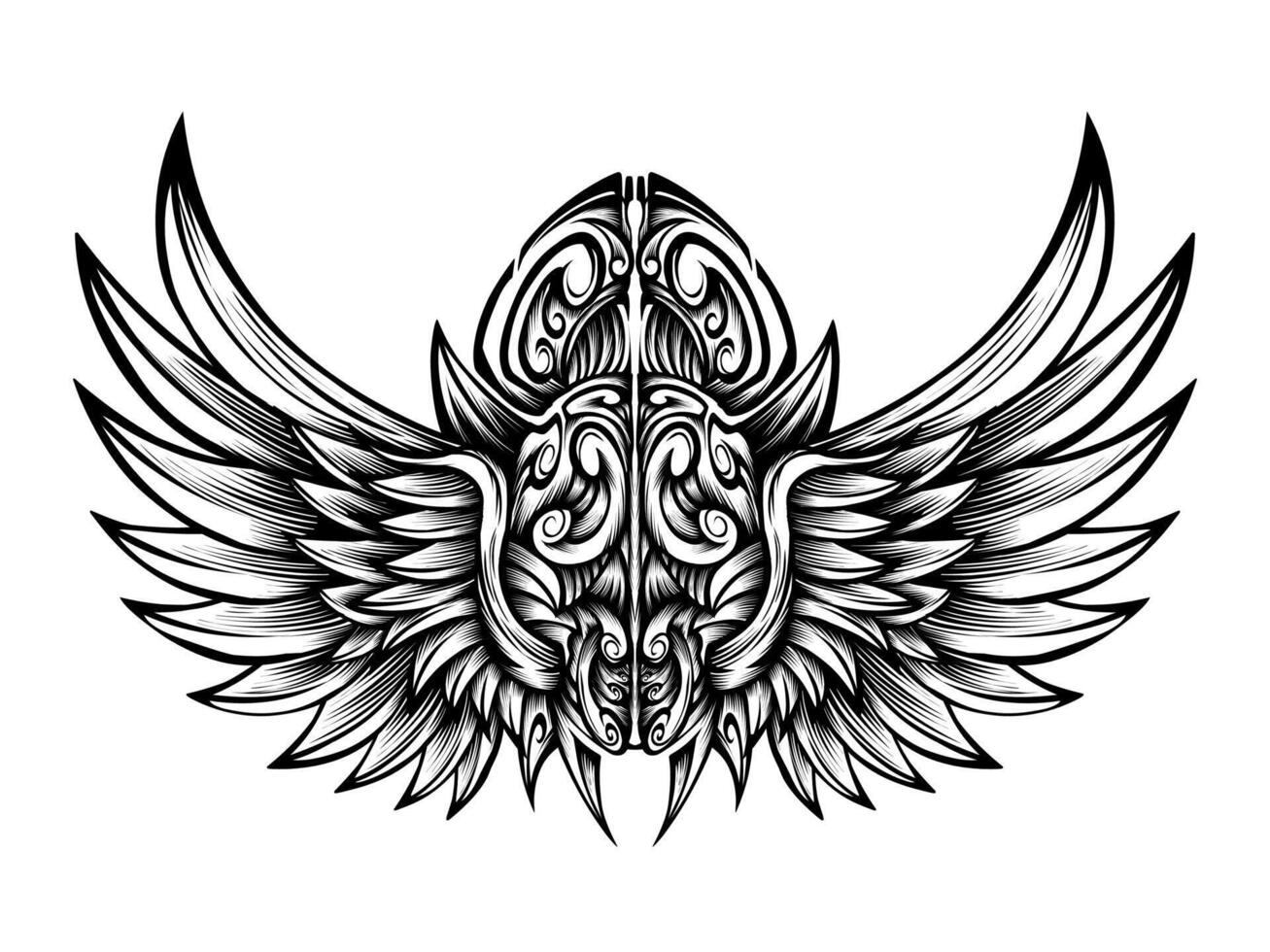 angel wings tattoo vector design