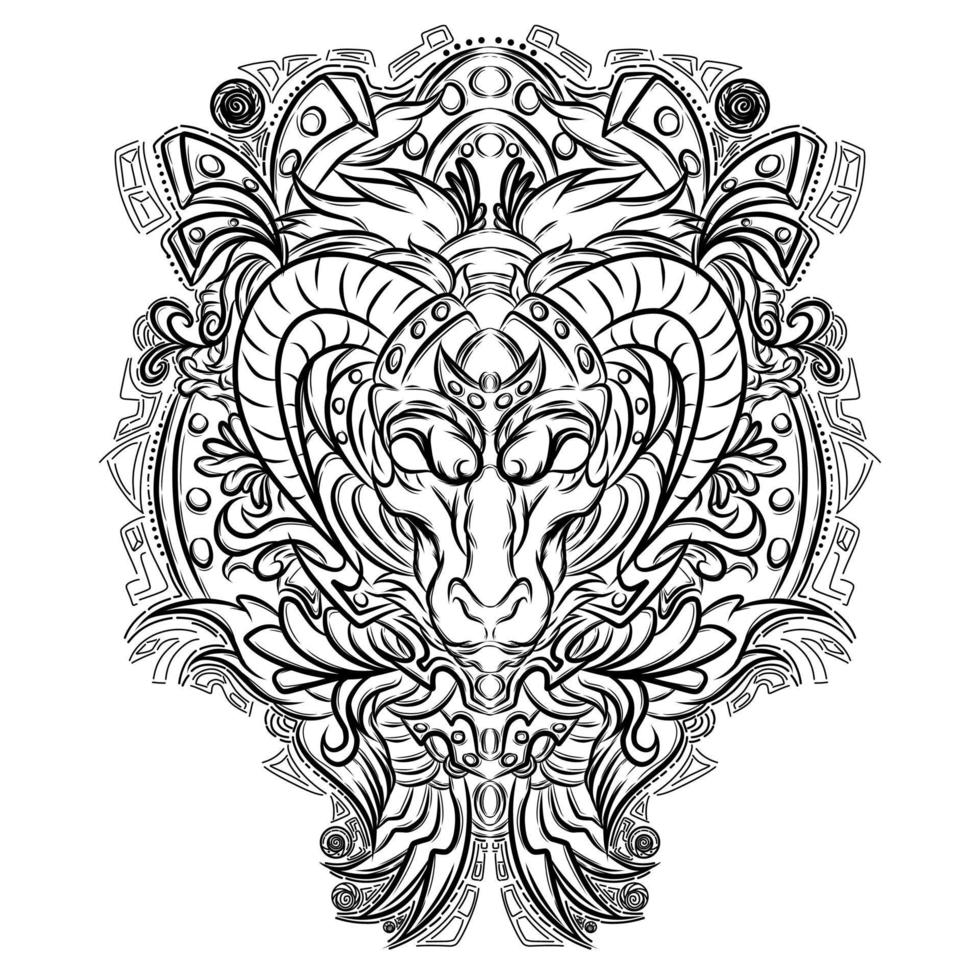 diseño de vector de tatuaje de cabeza de cabra