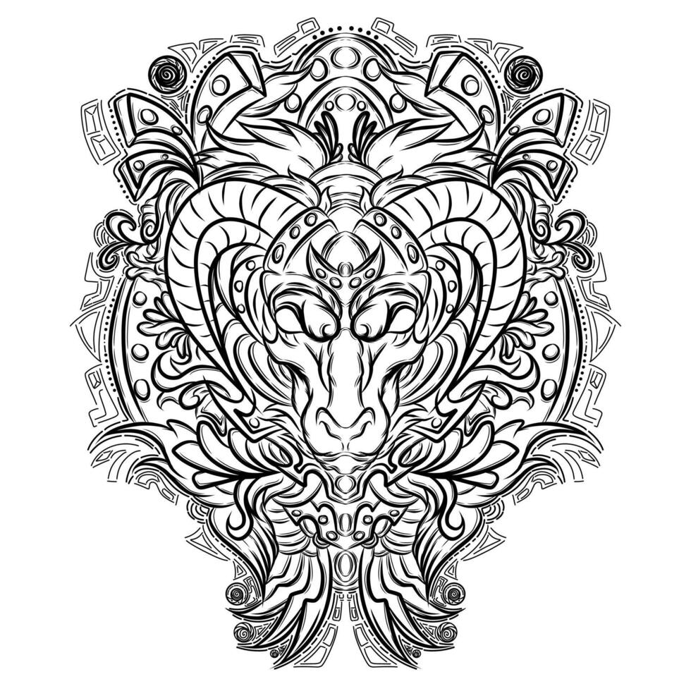 Goat head tattoo vector design
