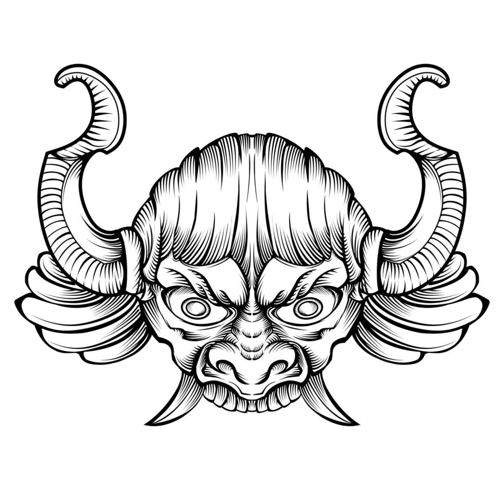 oni máscara vector ilustración tribal tatuaje