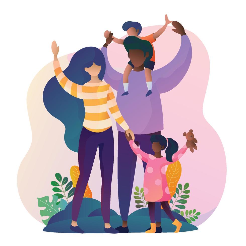 Portrait of Happy Interracial Family vector