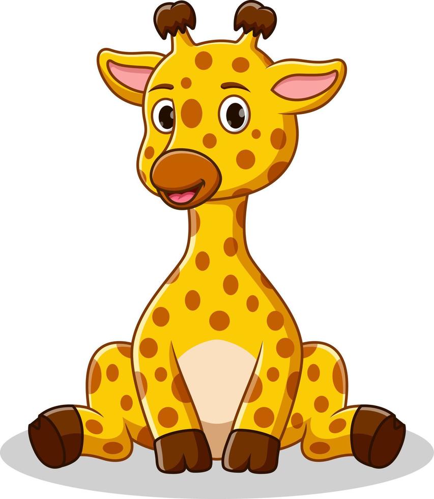 Cartoon cute baby giraffe sitting 9766996 Vector Art at Vecteezy
