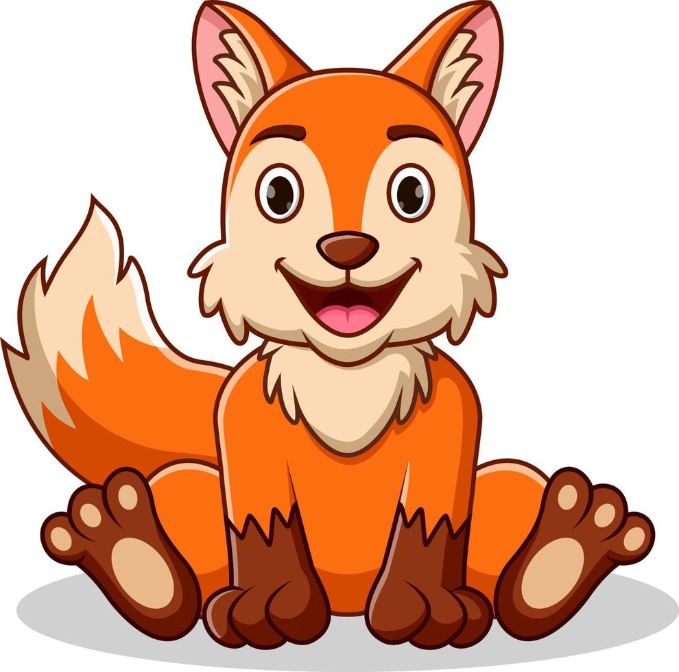 Cartoon cute baby fox sitting vector