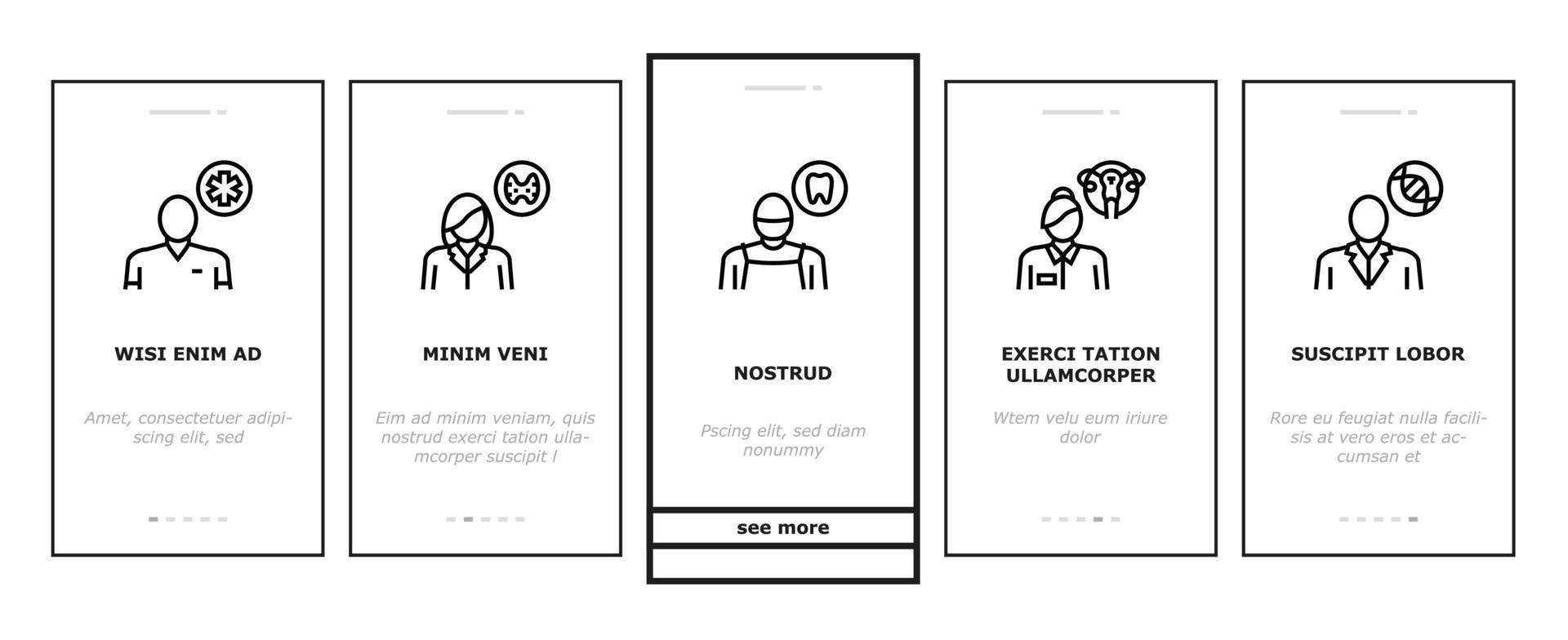Medical Speciality Onboarding Icons Set Vector