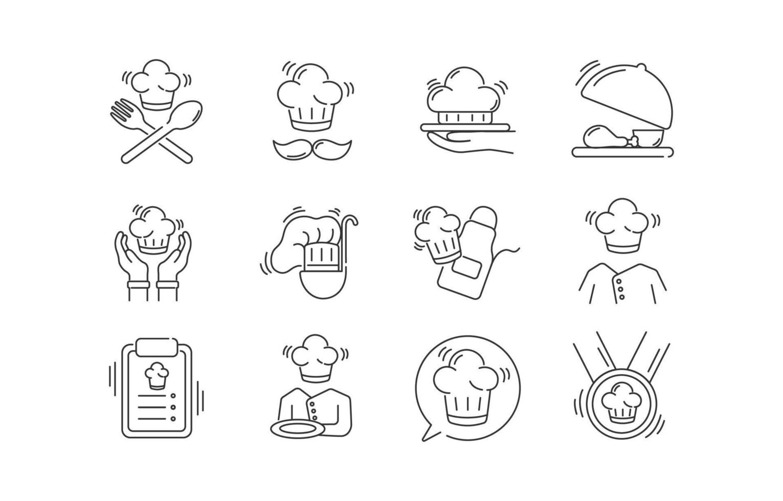 Chef Icon Set with Thin Line Design vector