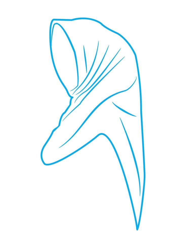 Beautiful hijab vector line art in blue