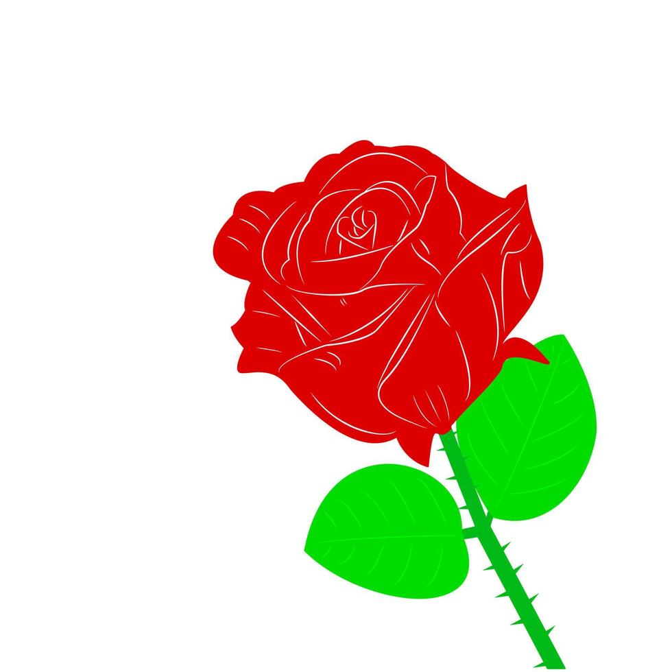 Rose flower design vector illustration with two leaves