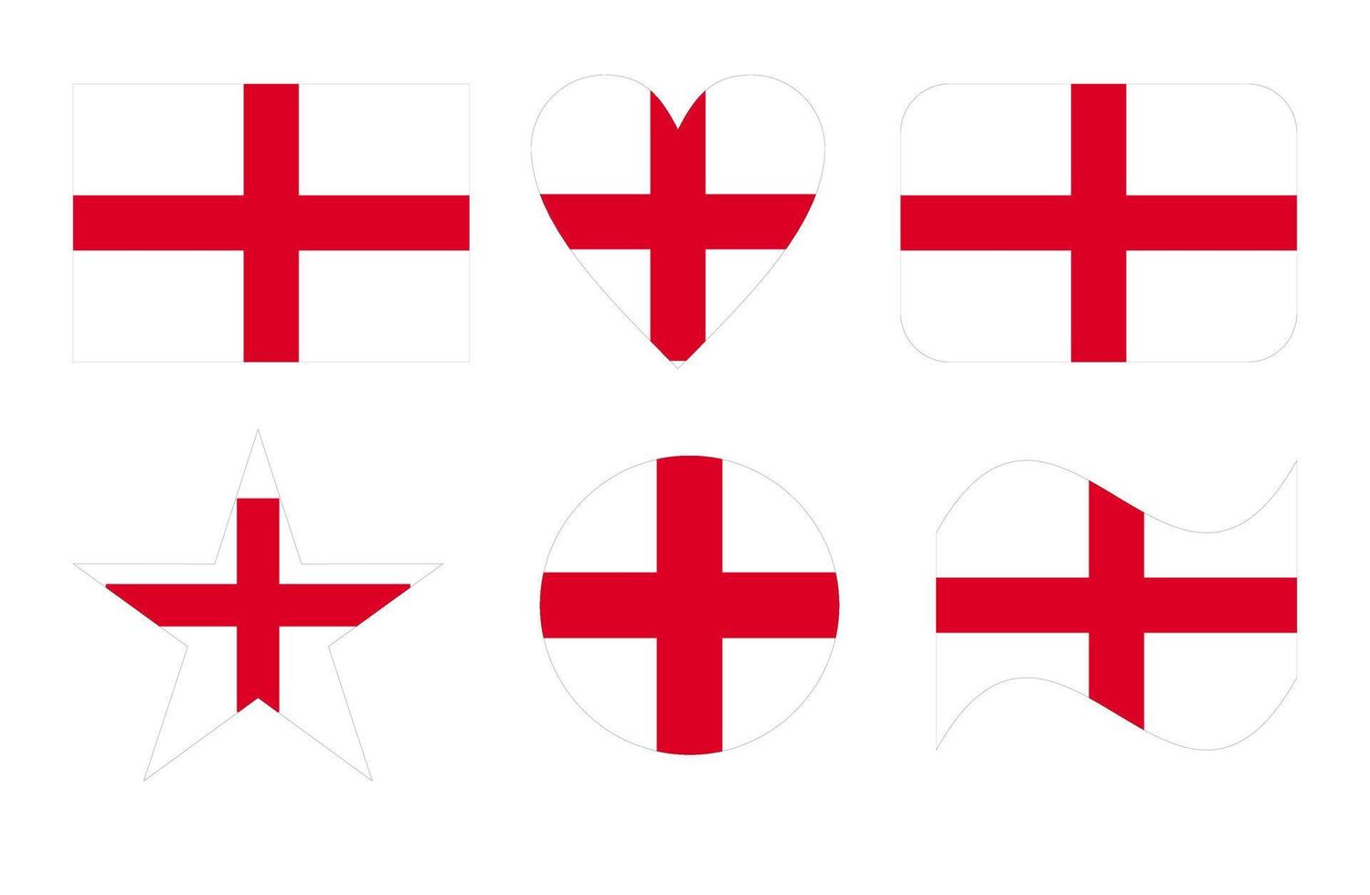 England flag, flag of England in six shapes vector