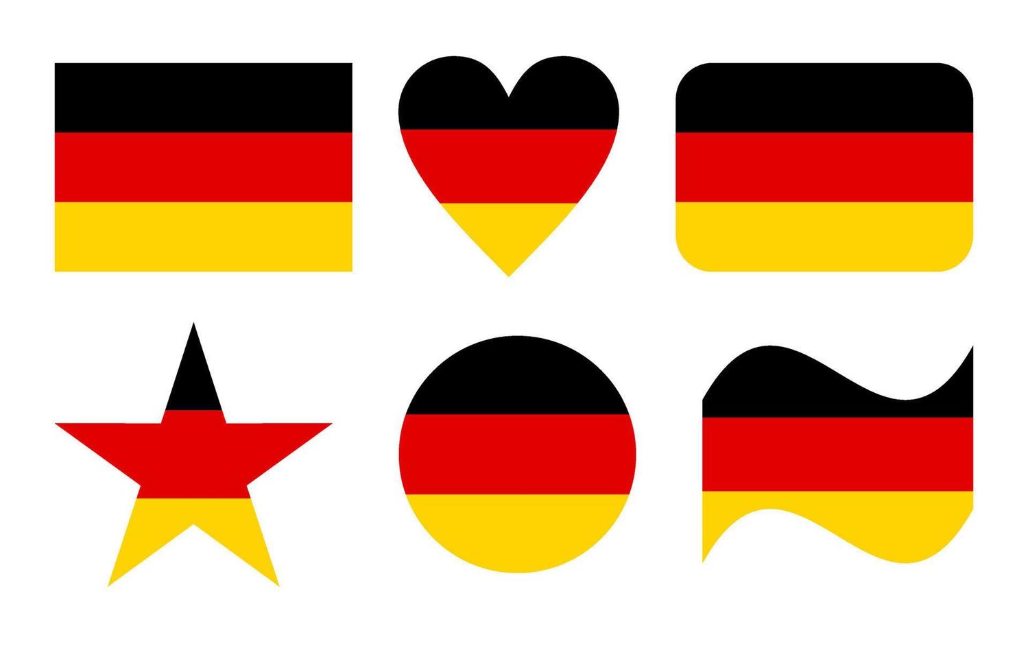 Germany flag, flag of Germany in six shapes vector illustration
