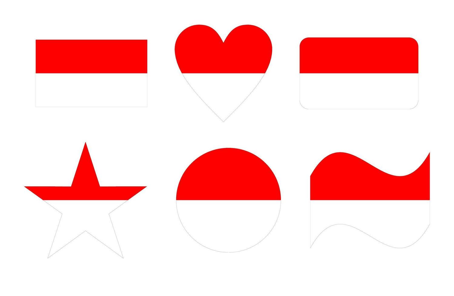 Indonesia flag, flag of Indonesia in six shapes vector