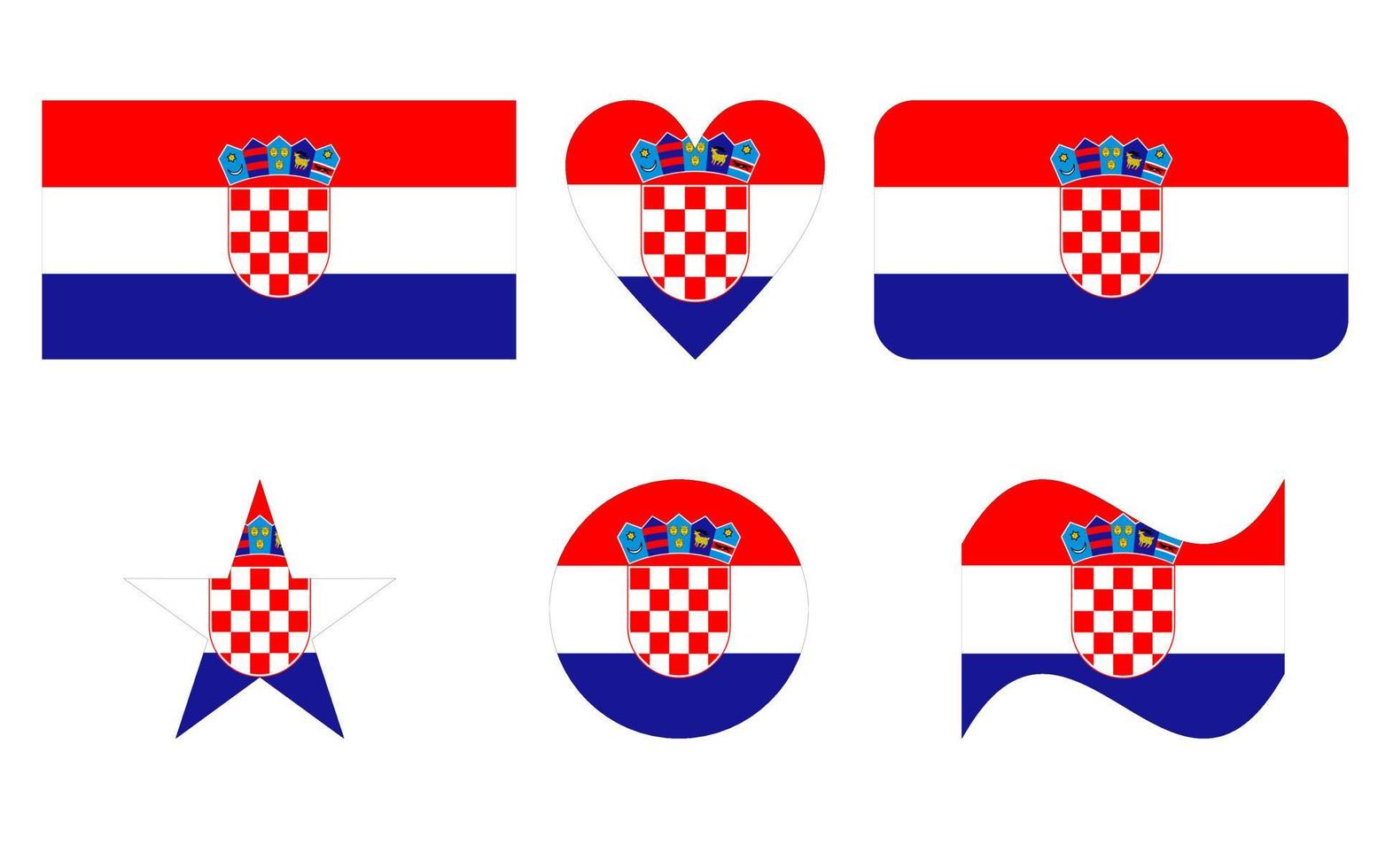 Croatia flag in six shapes vector illustration