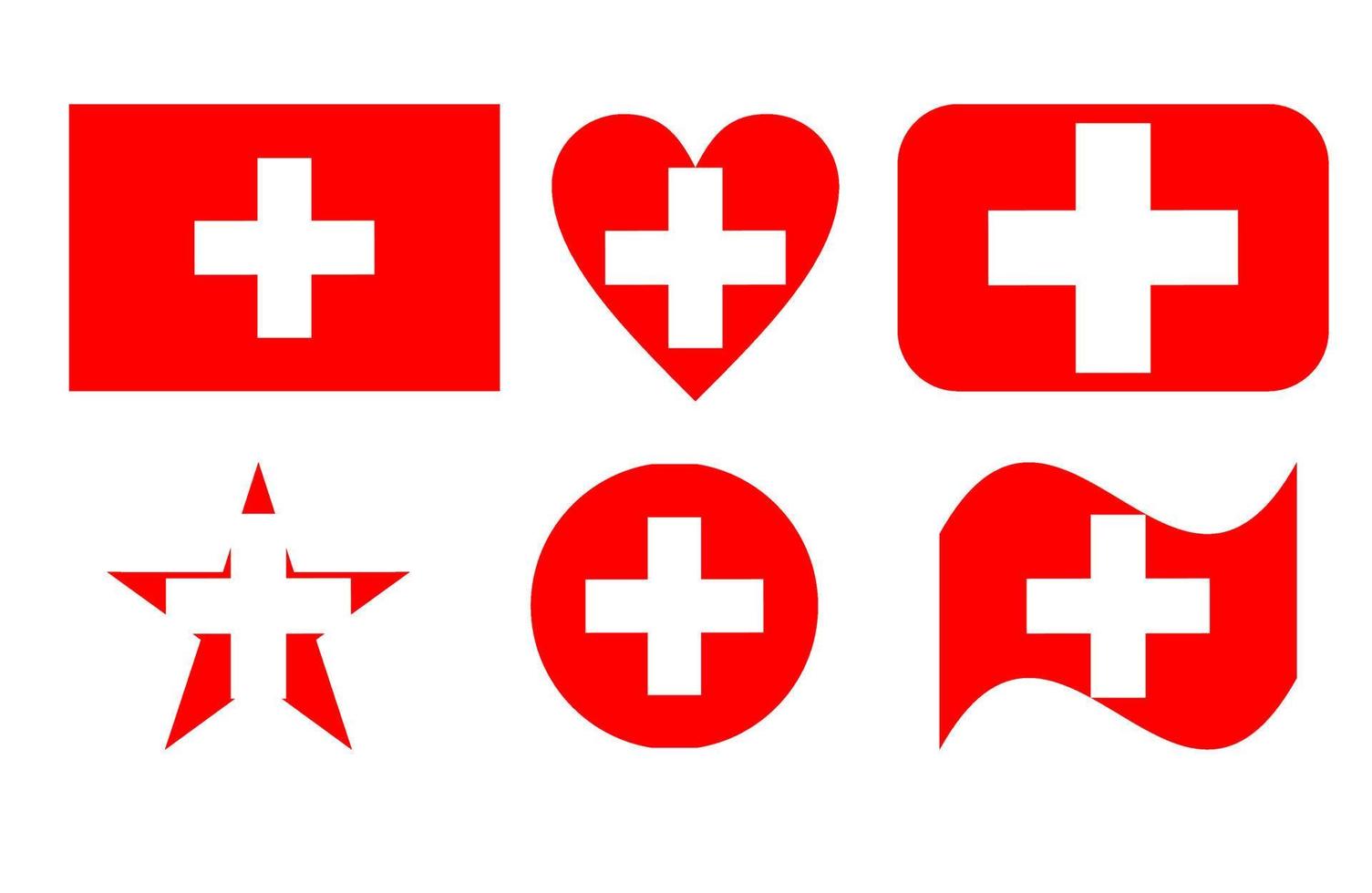 Switzerland flag in six shapes vector illustration