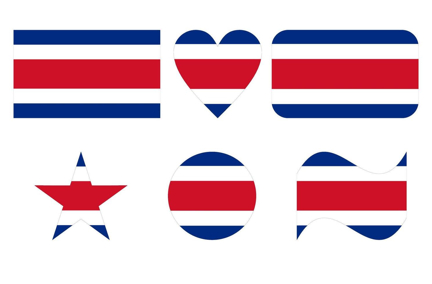 Costa Rica flag in six shapes vector