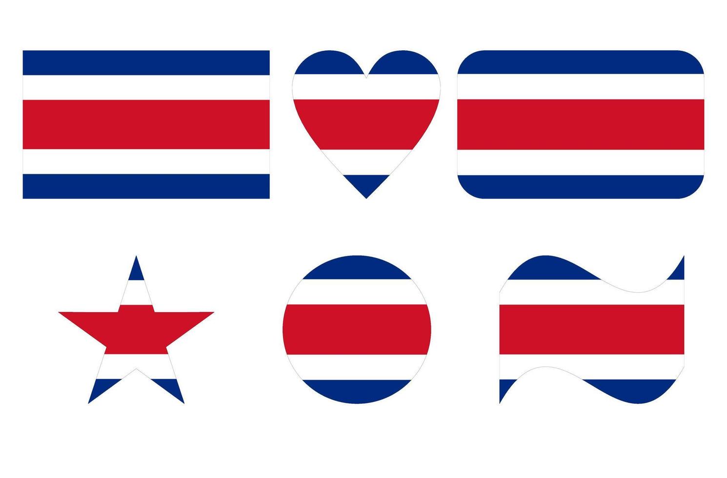 bandera de costa rica en vector de seis formas