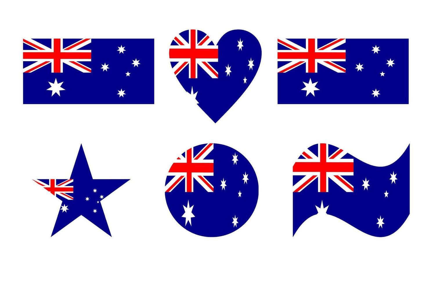 bandera de australia, bandera de australia en seis vectores