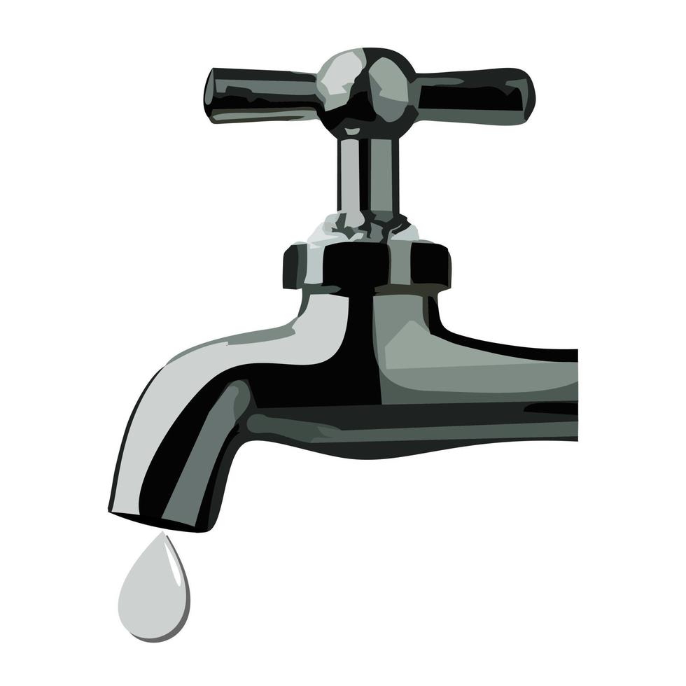 Faucet with water droplet vector illustration