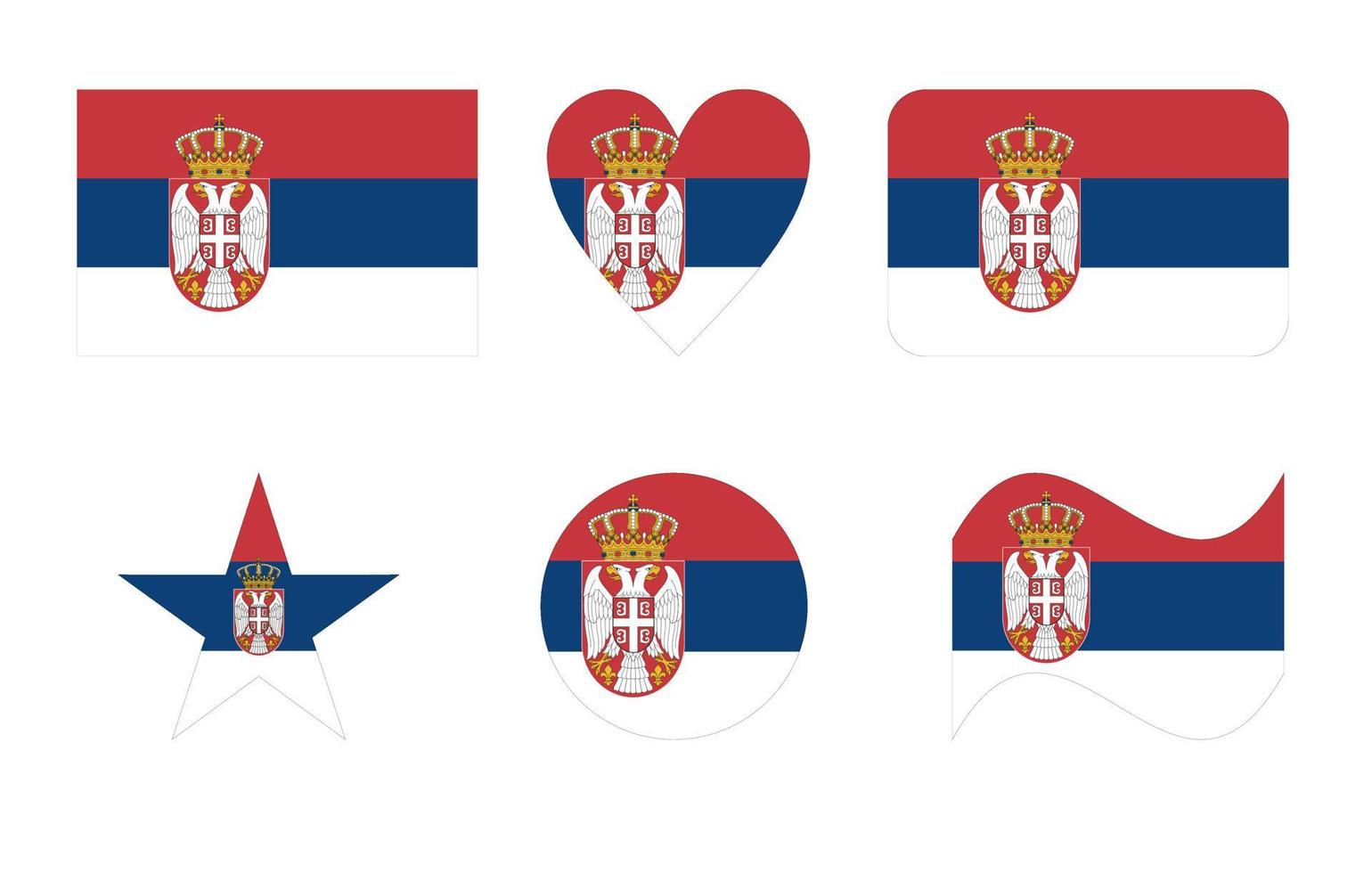 Serbia flag in six shapes vector illustration