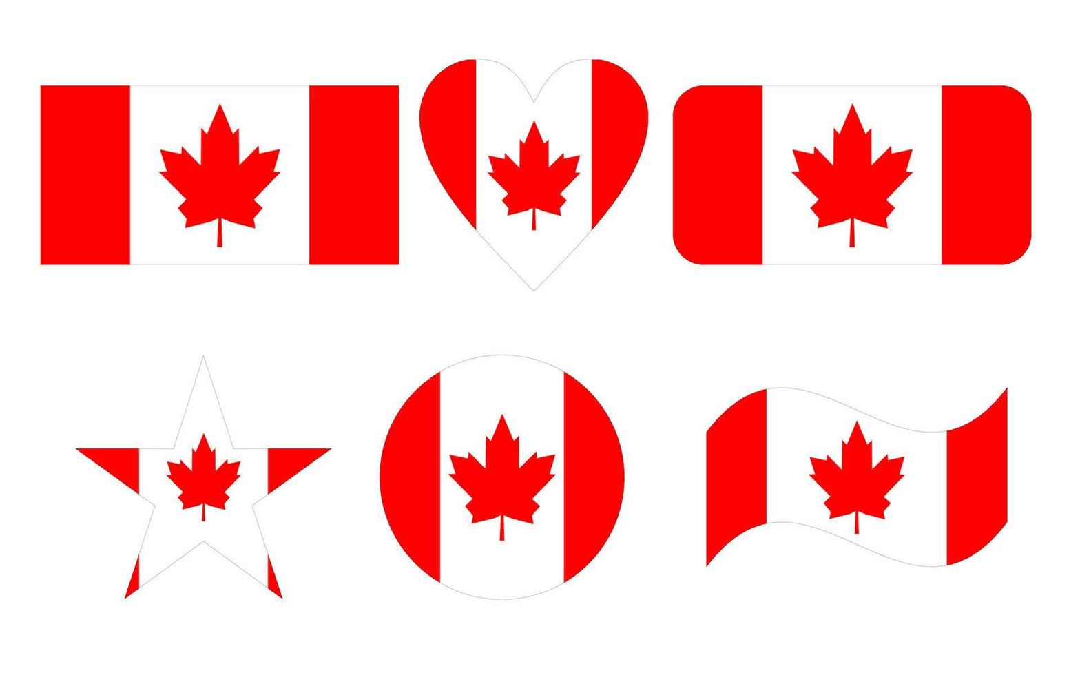 Canada flag in six shapes vector illustration