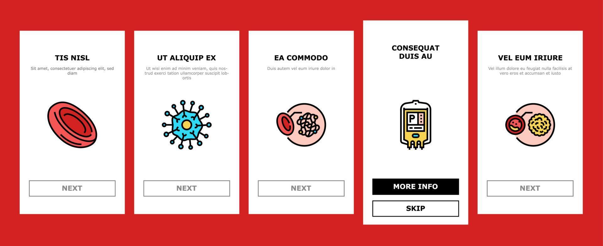 Blood Pressure Measuring Gadget Onboarding Icons Set Vector