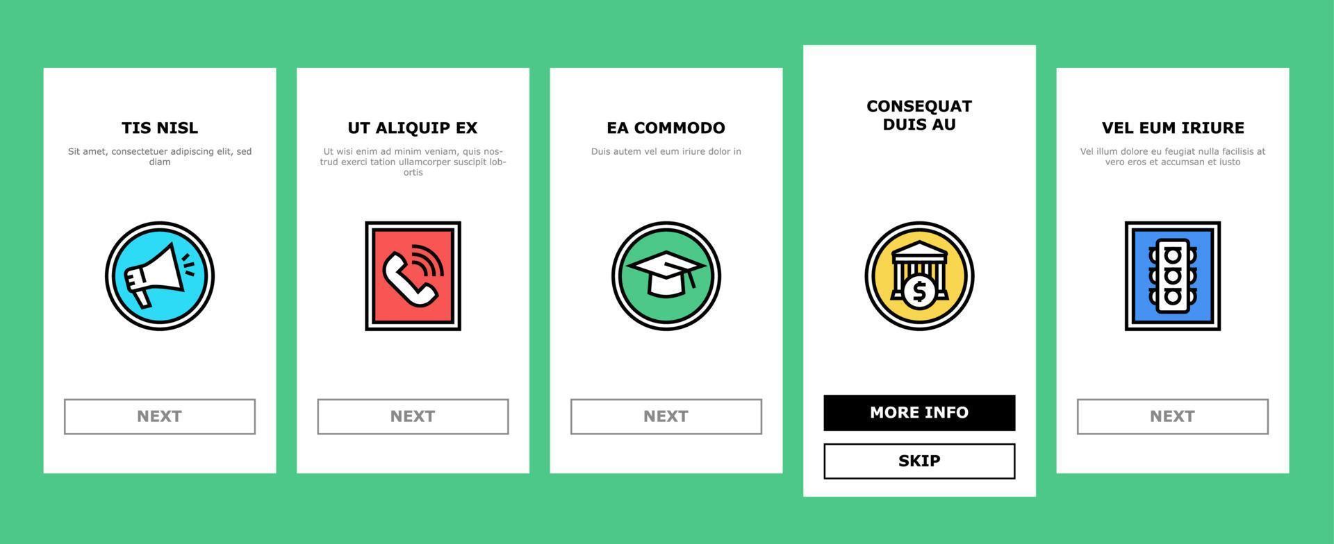 Public Service Signs Onboarding Icons Set Vector