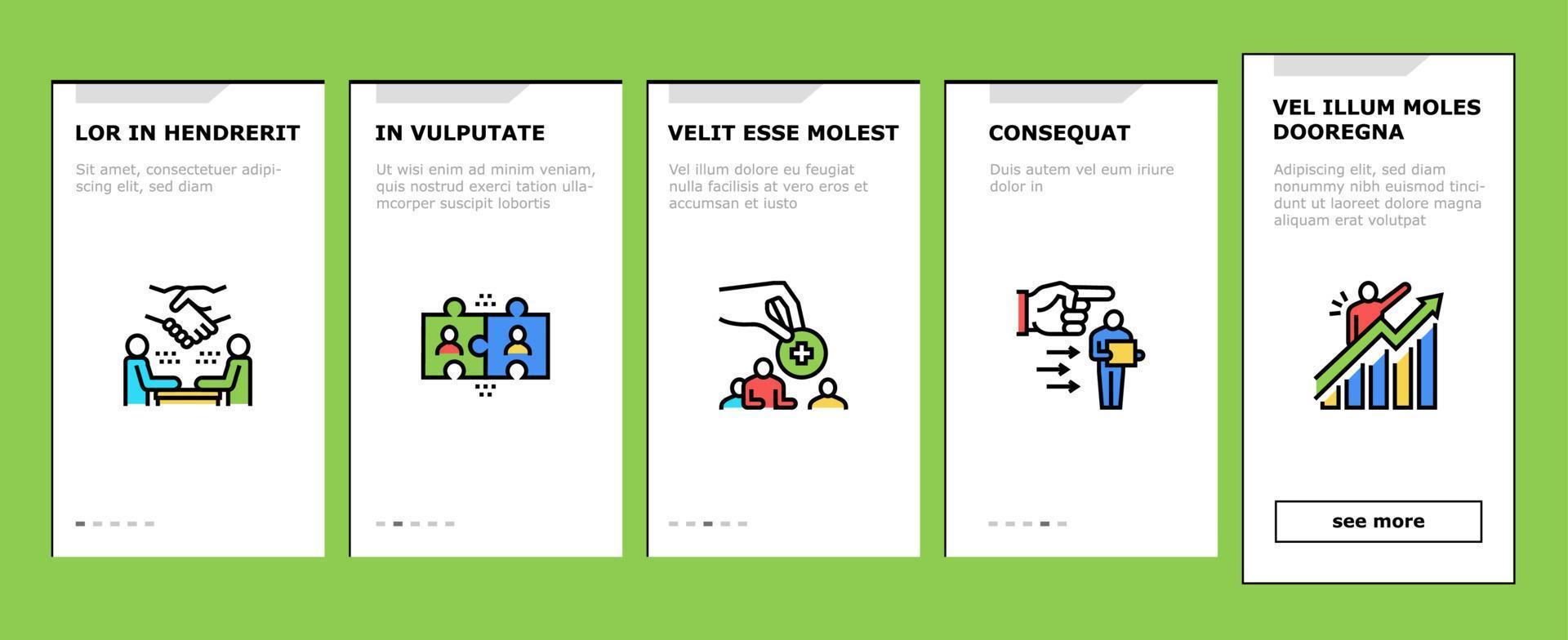 Business Situations Onboarding Icons Set Vector