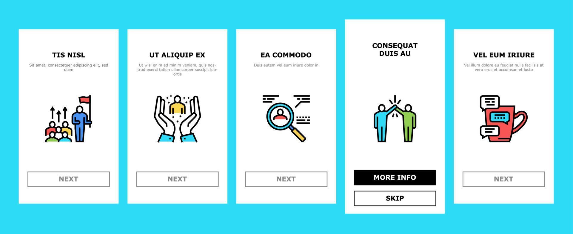 Business Situations Onboarding Icons Set Vector
