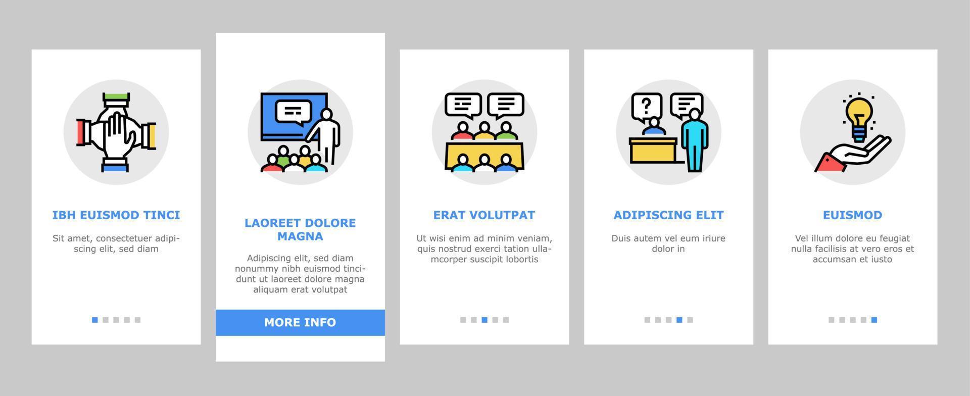 Business Situations Onboarding Icons Set Vector