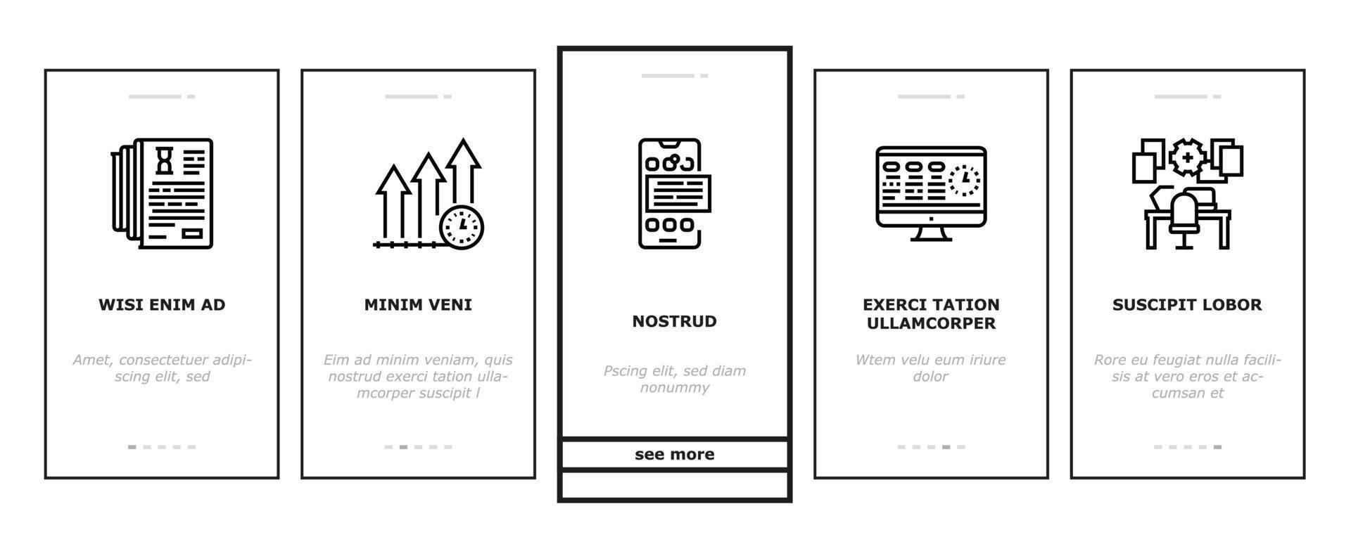Productivity Manage Onboarding Icons Set Vector