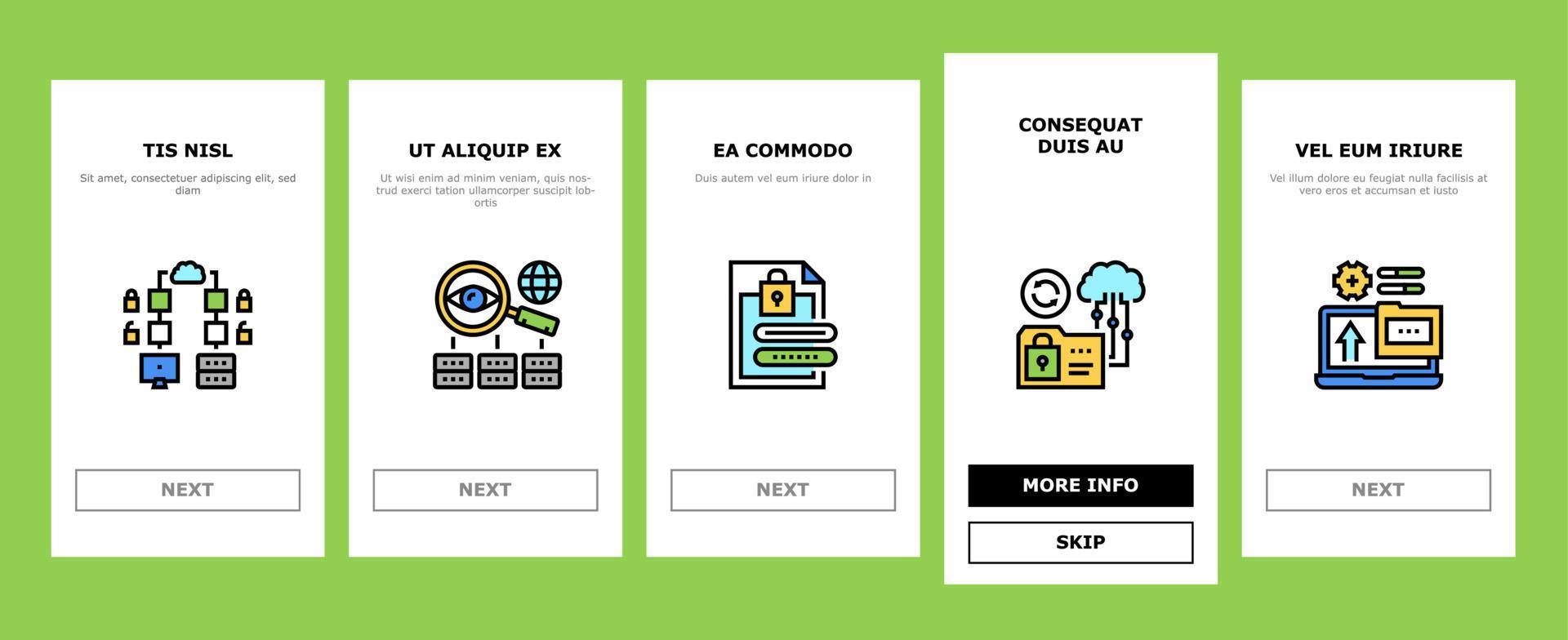 Ssh, Sftp File Transfer Protocol Onboarding Icons Set Vector