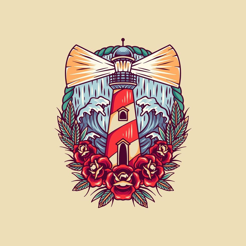 Lighthouse Retro Illustration vector