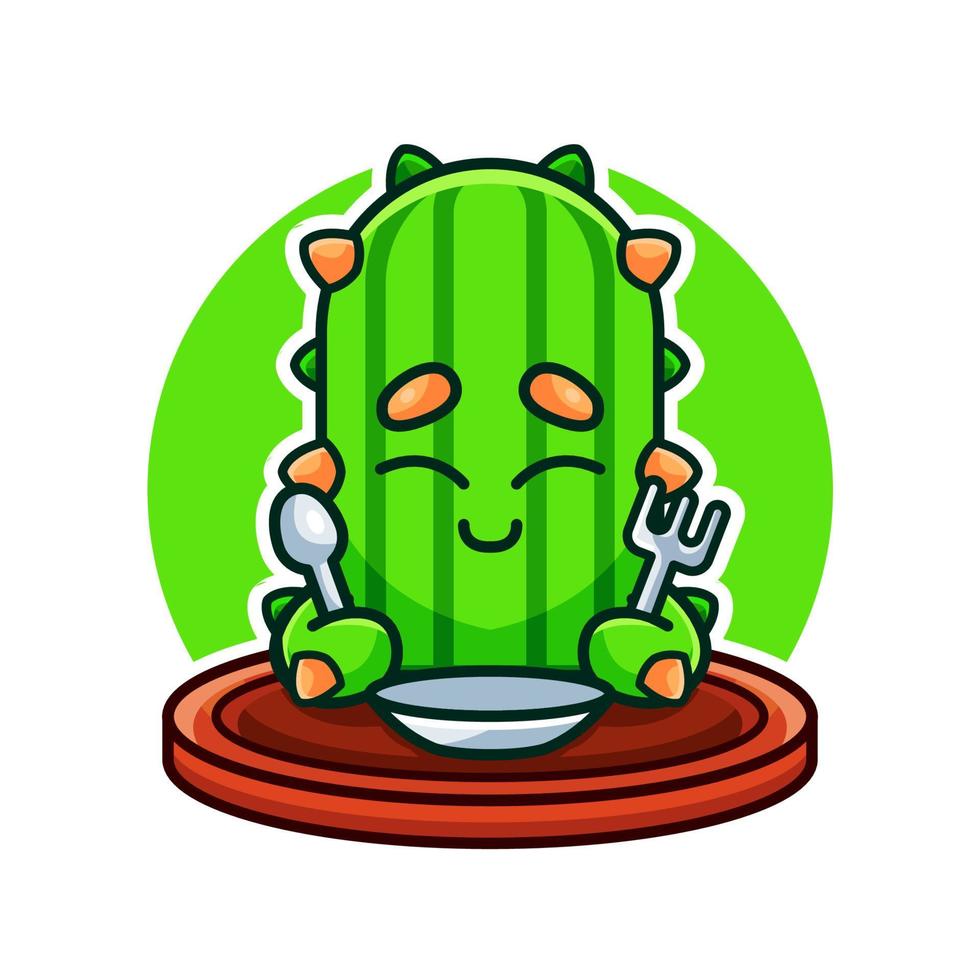 cute cactus and food cartoon illustration vector