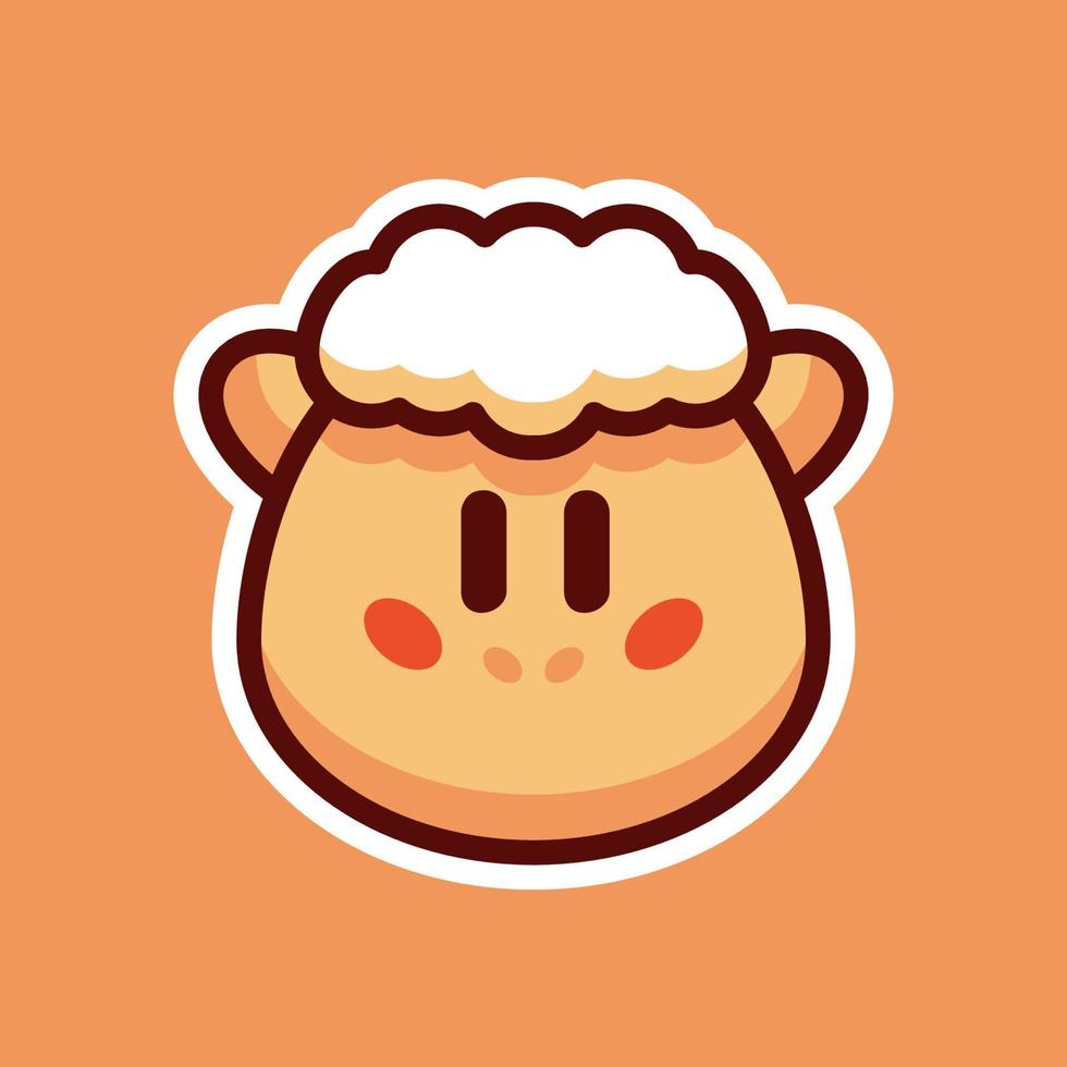 white sheep head cartoon illustration vector