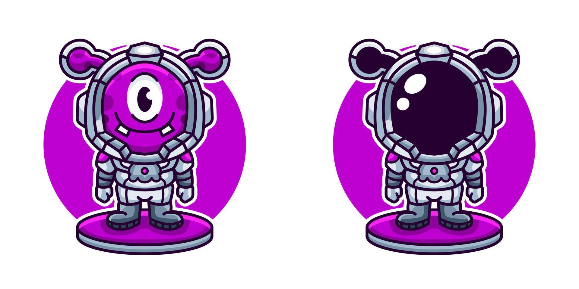 alien the astronaut cartoon illustration vector