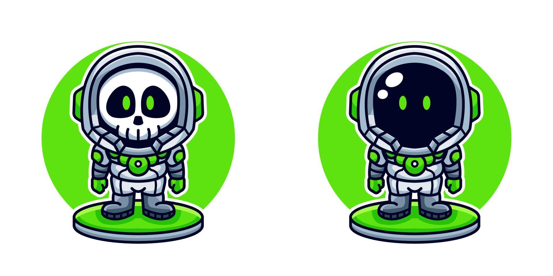 skull the astronaut cartoon illustration vector