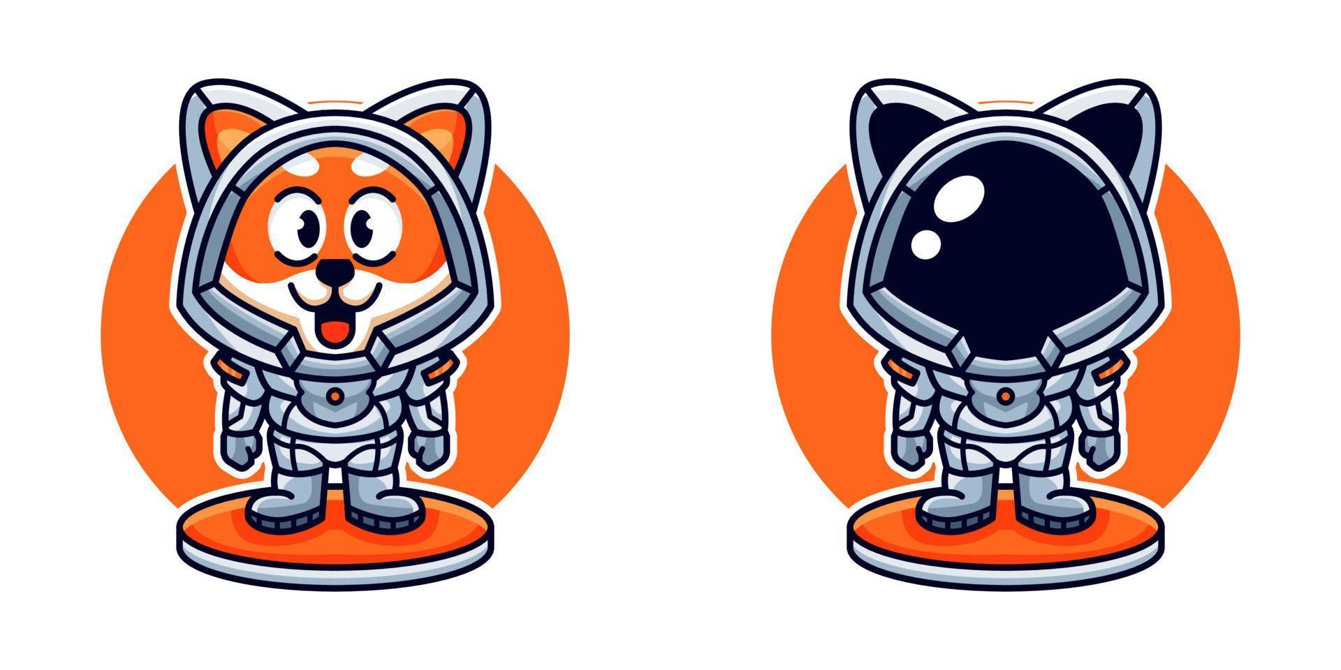 fox the astronaut cartoon illustration vector