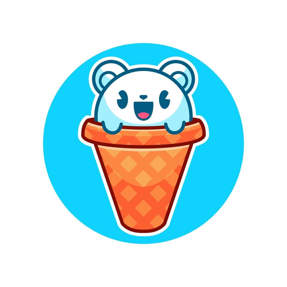 polar bear ice cream cartoon illustration vector