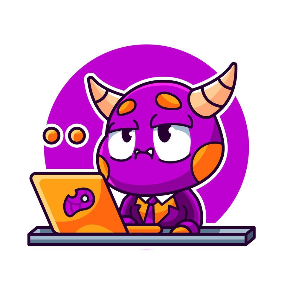 demon in work cartoon illustration vector
